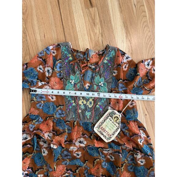 New Aratta Silent Journey Size XS Beautifully Detailed Long Sleeve Tunic Boho - Picture 10 of 13